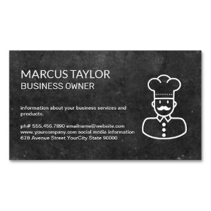 Catering Service   Chef Icon   Slate Magnetic Business Card