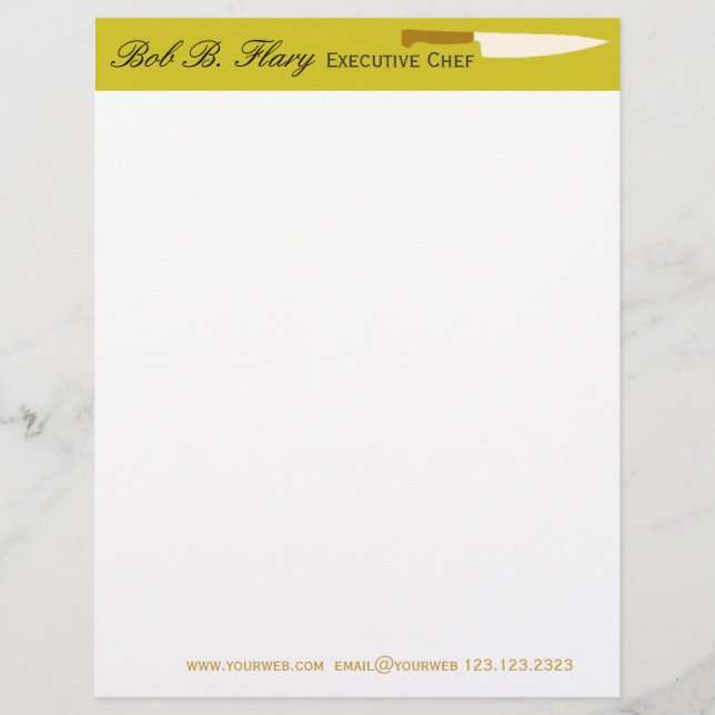Catering Service Chef Knife Professional Customized Letterhead (Front)