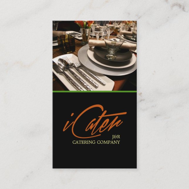 Catering Service, Food, Party Planner Business Card (Front)