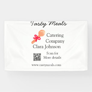 Catering services add name QR code website bakery  Banner