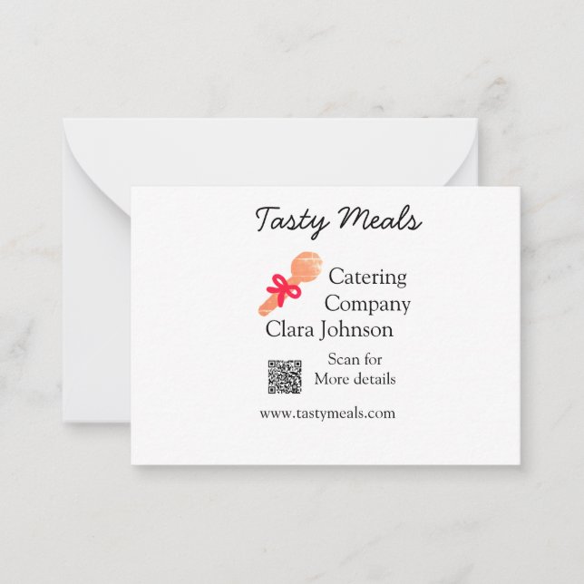 Catering services add name QR code website bakery  Card (Front)