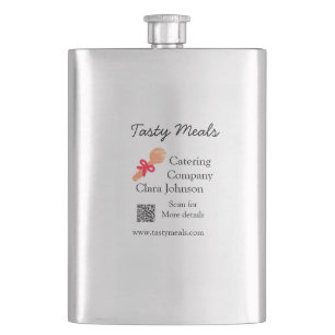 Catering services add name QR code website bakery  Hip Flask