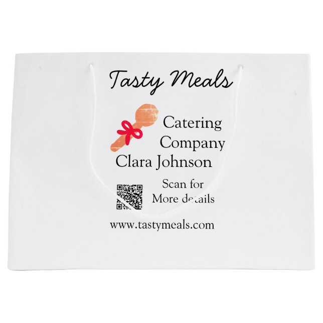 Catering services add name QR code website bakery  Large Gift Bag (Front)
