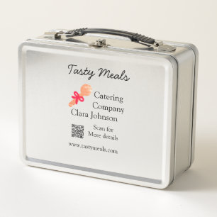 Catering services add name QR code website bakery  Metal Lunch Box