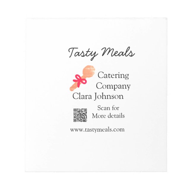Catering services add name QR code website bakery  Notepad (Front)