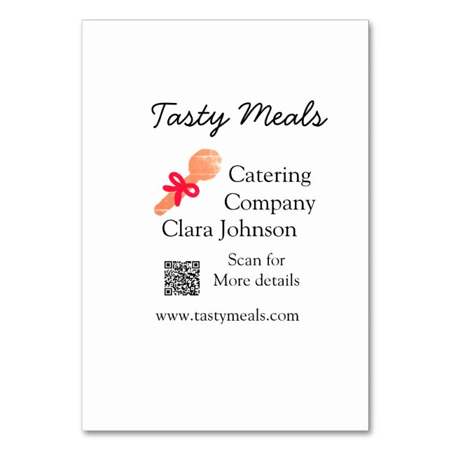 Catering services add name QR code website bakery  Table Number (Front)