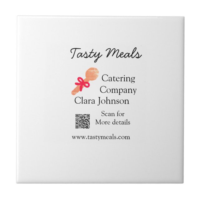 Catering services add name QR code website bakery  Tile (Front)