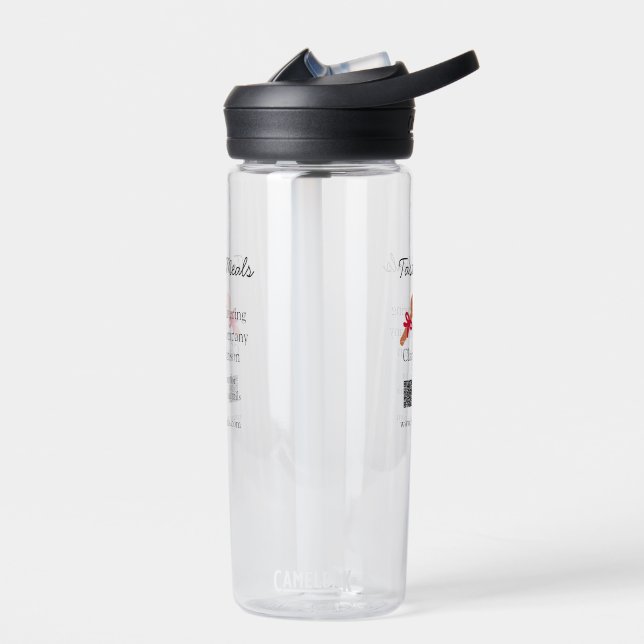 Catering services add name QR code website bakery  Water Bottle (Left)