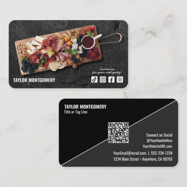 Catering Social Media QR Code Business Card (Front/Back)