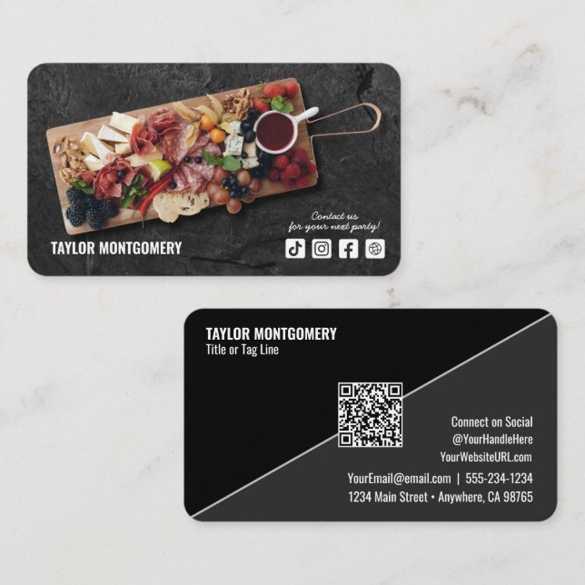 Catering Social Media QR Code Business Card (Front/Back)