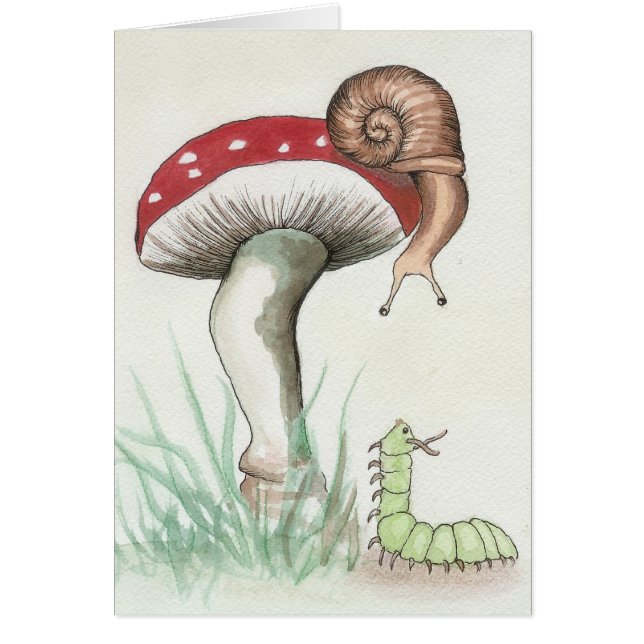 Caterpillar and Snail Greeting Card (Front)