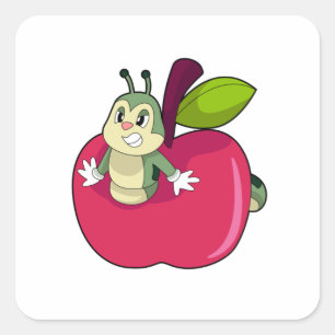 Caterpillar Apple Square Sticker