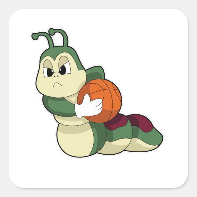 Caterpillar as Basketball player with Basketball Square Sticker (Front)