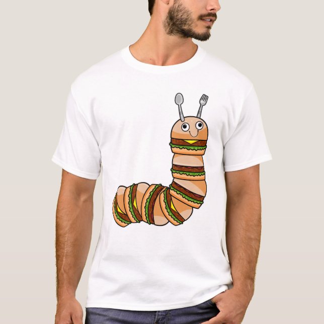 Caterpillar as Cheeseburger with Beef & Salad T-Shirt (Front)