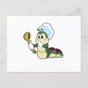 Caterpillar as Chef with Wooden spoon Postcard