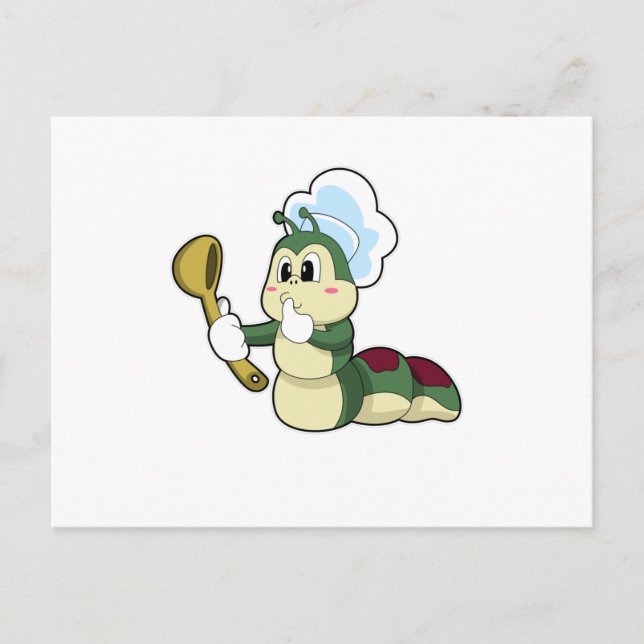 Caterpillar as Chef with Wooden spoon Postcard (Front)