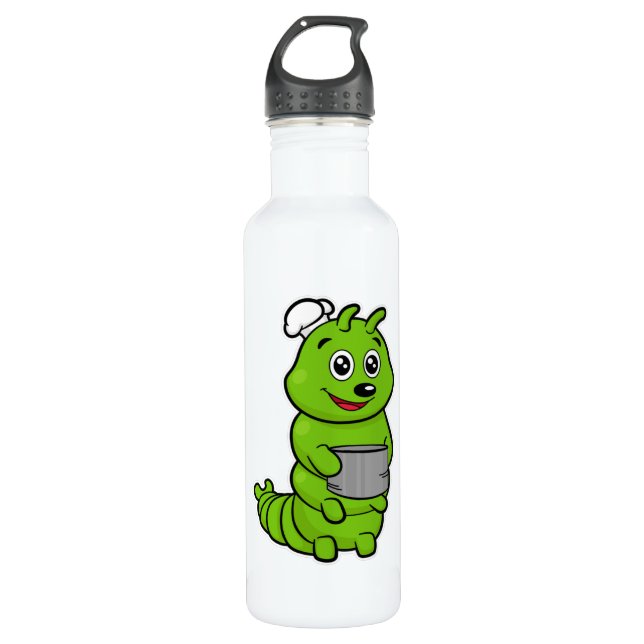 Caterpillar as Cook with Cooking pot 710 Ml Water Bottle (Front)