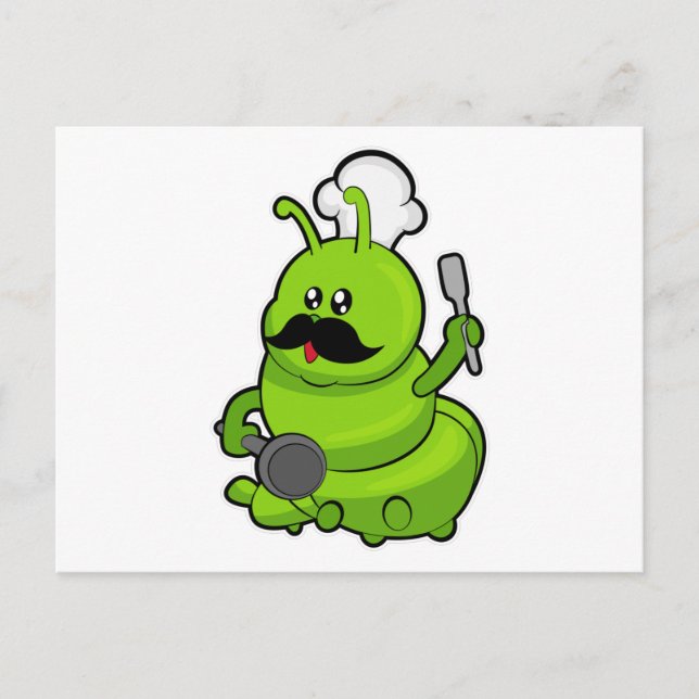 Caterpillar as Cook with Moustache Postcard (Front)
