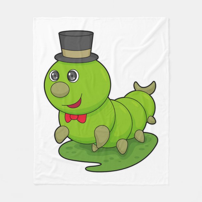 Caterpillar as Gentleman with Cylinder Fleece Blanket (Front)