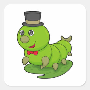 Caterpillar as Gentleman with Cylinder Square Sticker