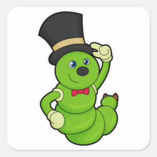Caterpillar as Groom with Hat Square Sticker