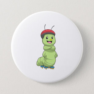 Caterpillar as Inline skater with Roller skates.pn 7.5 Cm Round Badge