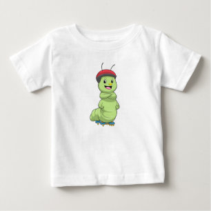Caterpillar as Inline skater with Roller skates.pn Baby T-Shirt