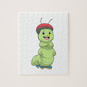 Caterpillar as Inline skater with Roller skates.pn Jigsaw Puzzle
