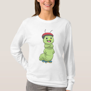 Caterpillar as Inline skater with Roller skates.pn T-Shirt