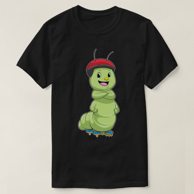 Caterpillar as Inline skater with Roller skates T-Shirt (Design Front)