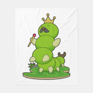 Caterpillar as King with Crown Fleece Blanket