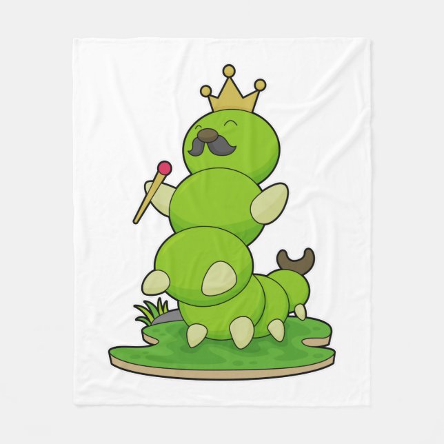 Caterpillar as King with Crown Fleece Blanket (Front)