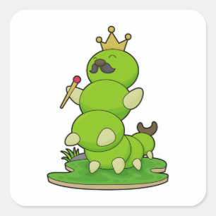 Caterpillar as King with Crown Square Sticker