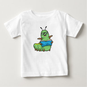 Caterpillar as Nerd with Book & Glasses Baby T-Shirt