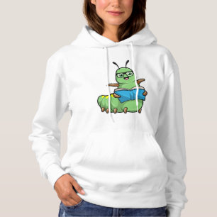Caterpillar as Nerd with Book & Glasses Hoodie