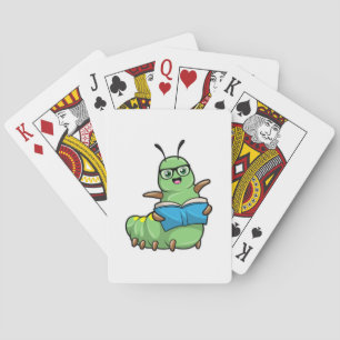 Caterpillar as Nerd with Book & Glasses Playing Cards