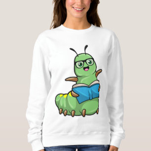 Caterpillar as Nerd with Book & Glasses Sweatshirt