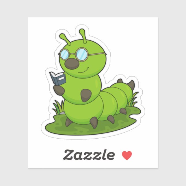 Caterpillar as Nerd with Glasses & Book (Sheet)