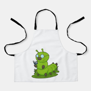 Caterpillar as Nerd with Glasses & Book Apron