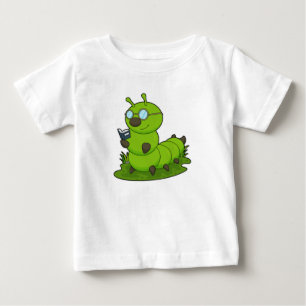 Caterpillar as Nerd with Glasses & Book Baby T-Shirt