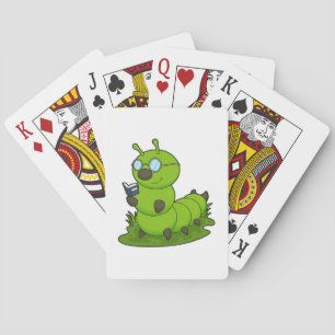 Caterpillar as Nerd with Glasses & Book Playing Cards