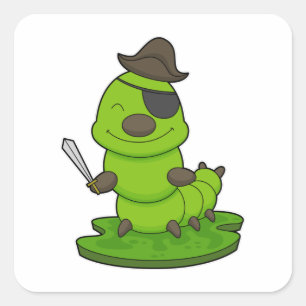 Caterpillar as Pirate with Sword Square Sticker