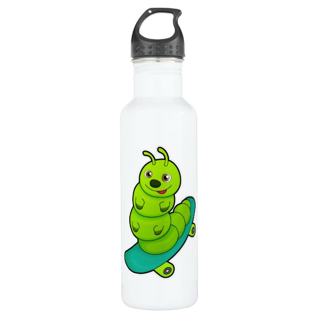 Caterpillar as Skater with Skateboard 710 Ml Water Bottle (Front)