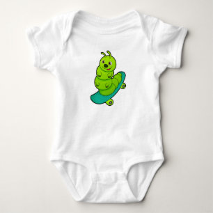Caterpillar as Skater with Skateboard Baby Bodysuit