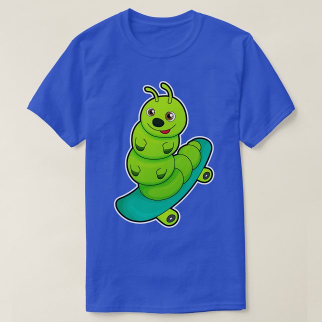 Caterpillar as Skater with Skateboard T-Shirt (Design Front)