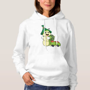 Caterpillar as Student with Backpack Hoodie