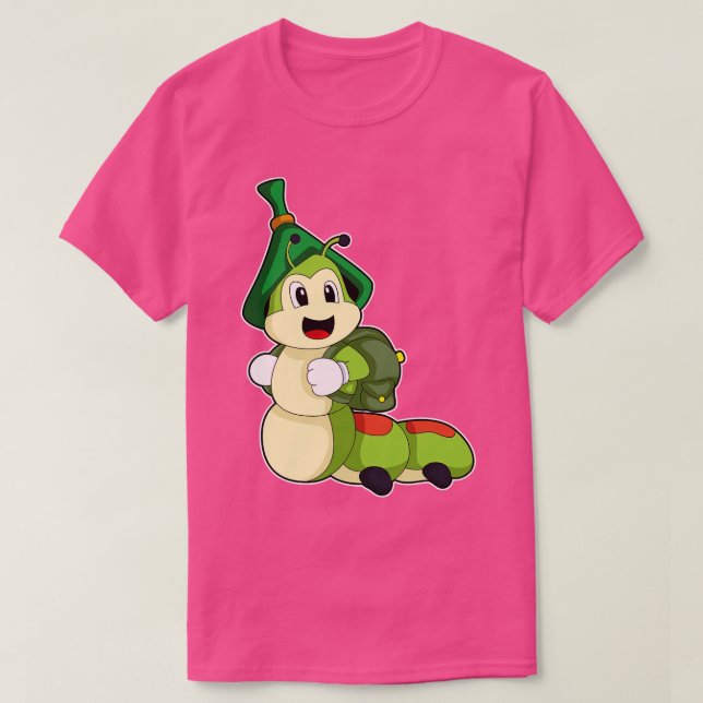 Caterpillar as Student with Backpack T-Shirt (Design Front)