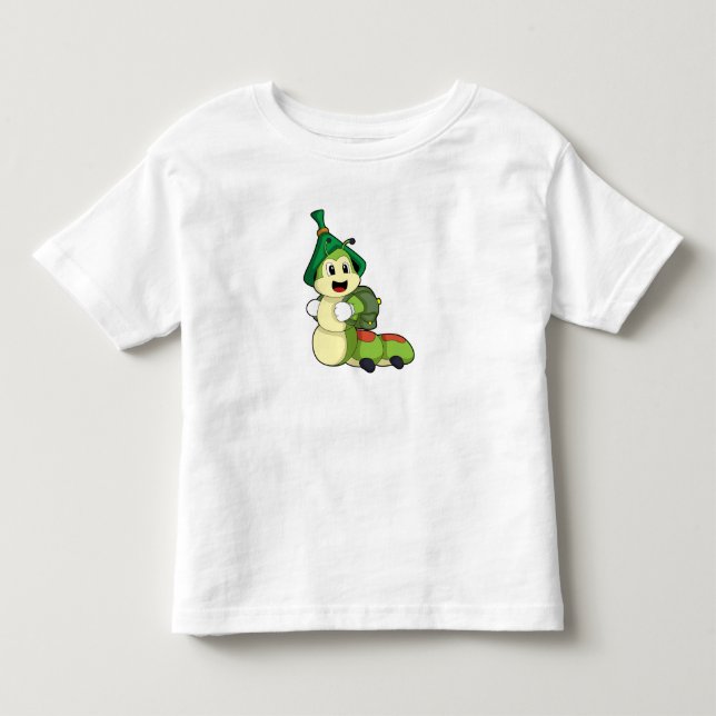 Caterpillar as Student with Backpack Toddler T-Shirt (Front)