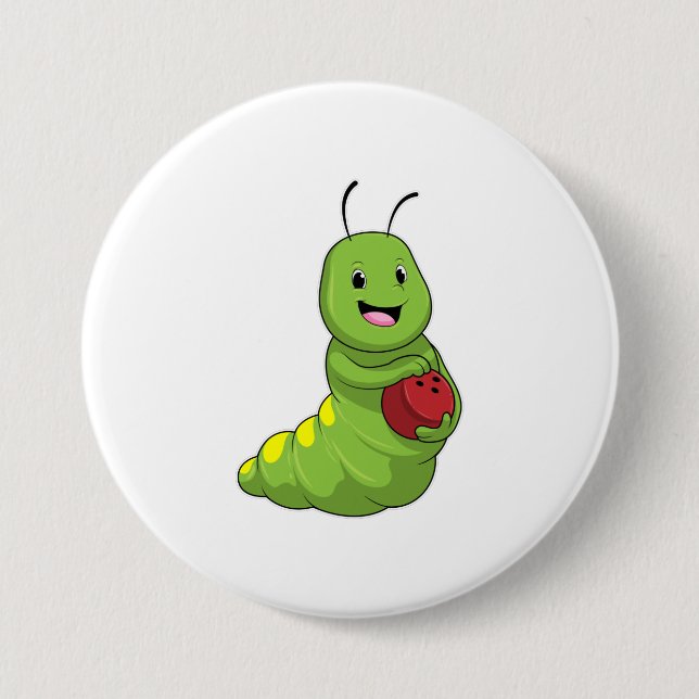 Caterpillar at Bowling with Bowling ball 7.5 Cm Round Badge (Front)