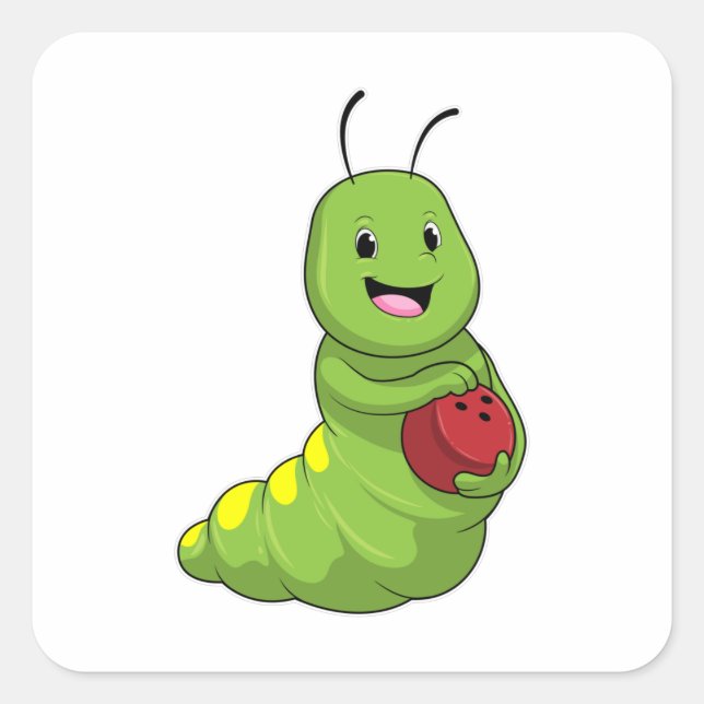 Caterpillar at Bowling with Bowling ball Square Sticker (Front)